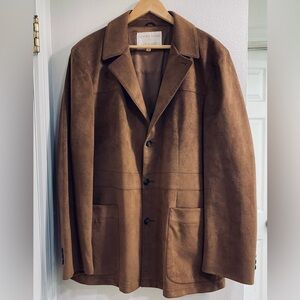 Jeffery Banks for Lakeland Size 46 Brown Ultra Suede Sports Coat Blazer